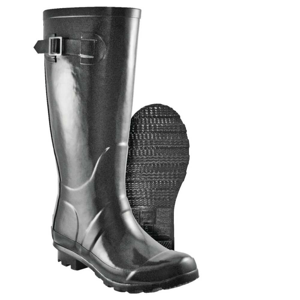 Outbound Women's Strap Rubber Boot, Black, 14-in